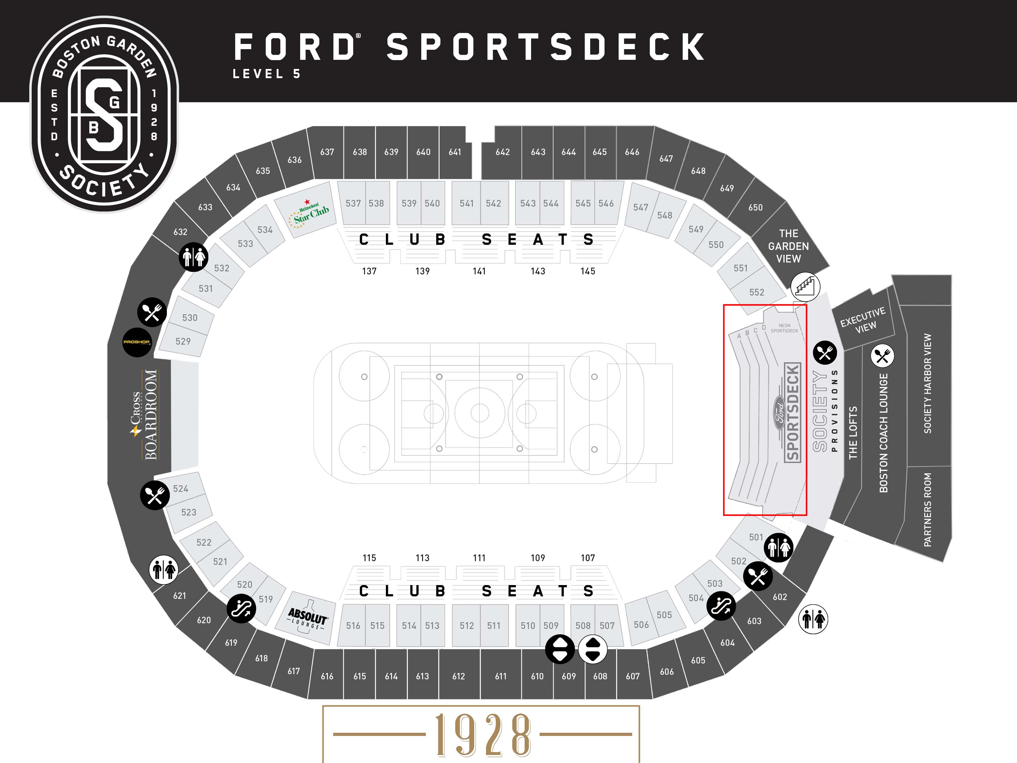 Where To Find TD Garden Premium Seating And Club Options   BGS MAP LVL56 FordSportsDeck 37085f8be8 