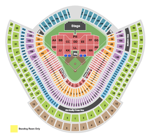 Dodger Stadium Seating Chart Rows Seat Numbers And Club Seating