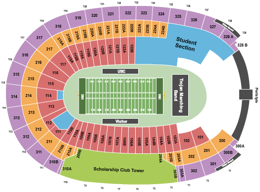 Los Angeles Coliseum Seating Chart + Rows, Seat Numbers and ...