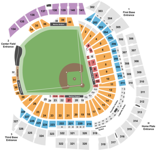 Marlins Ballpark Seating Chart + Rows, Seats And Club Seats