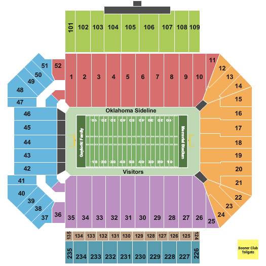 Gaylord Family Oklahoma Memorial Stadium Seating Chart + Rows, Seats