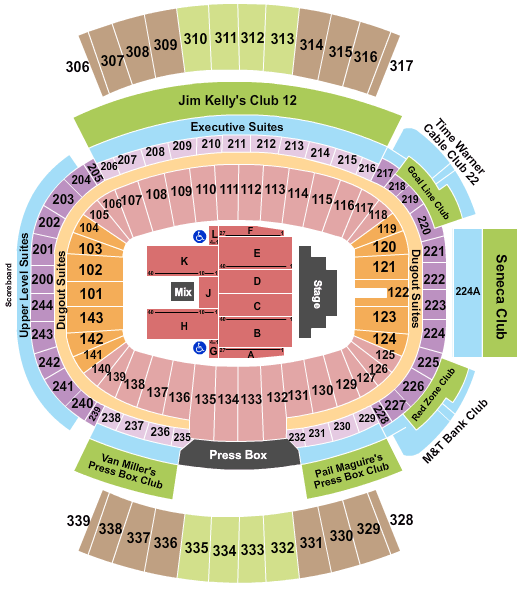Highmark Stadium Seating Chart + Rows, Seat Numbers and Club Seats