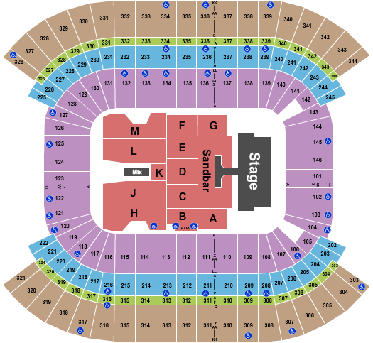 Stadium Seating Map, Nashville Live Music Venues
