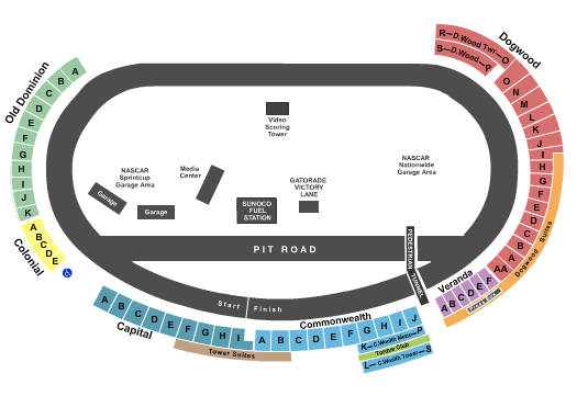 Richmond Raceway Seating Chart + Rows, Seats and Club Seats