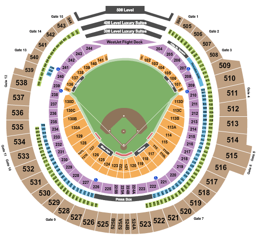 Rogers Centre Seating Chart Rows Seats And Club Seats