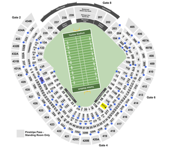 Yankee Stadium Seating Charts Info On