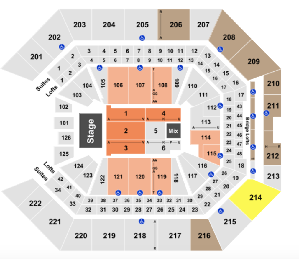 Golden 1 Center Seating Chart With Seat Numbers