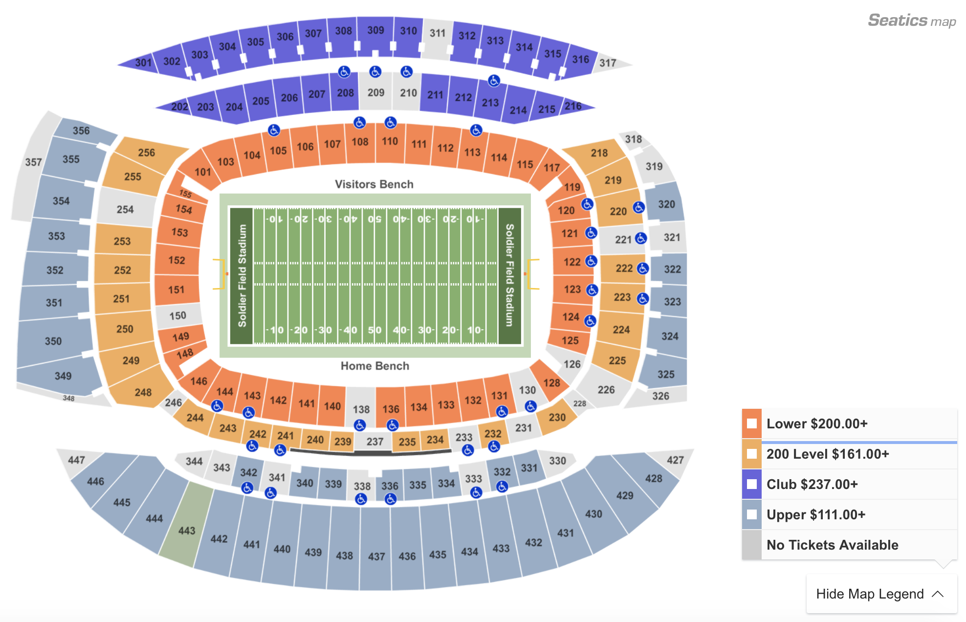 Chicago Bears Seating Chart With Seat Numbers