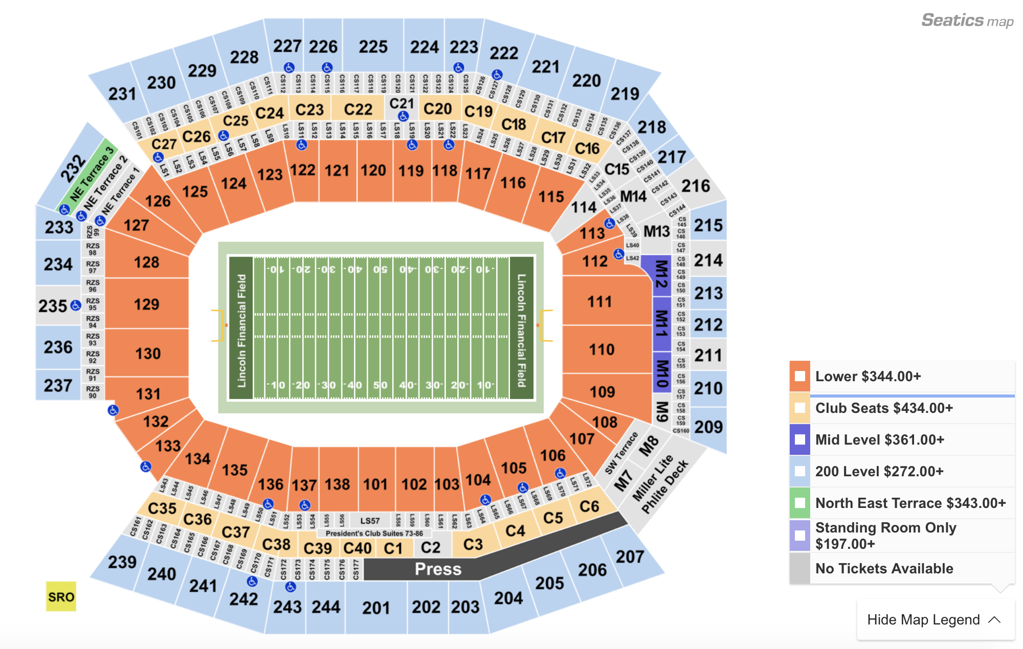 eagles standing room tickets