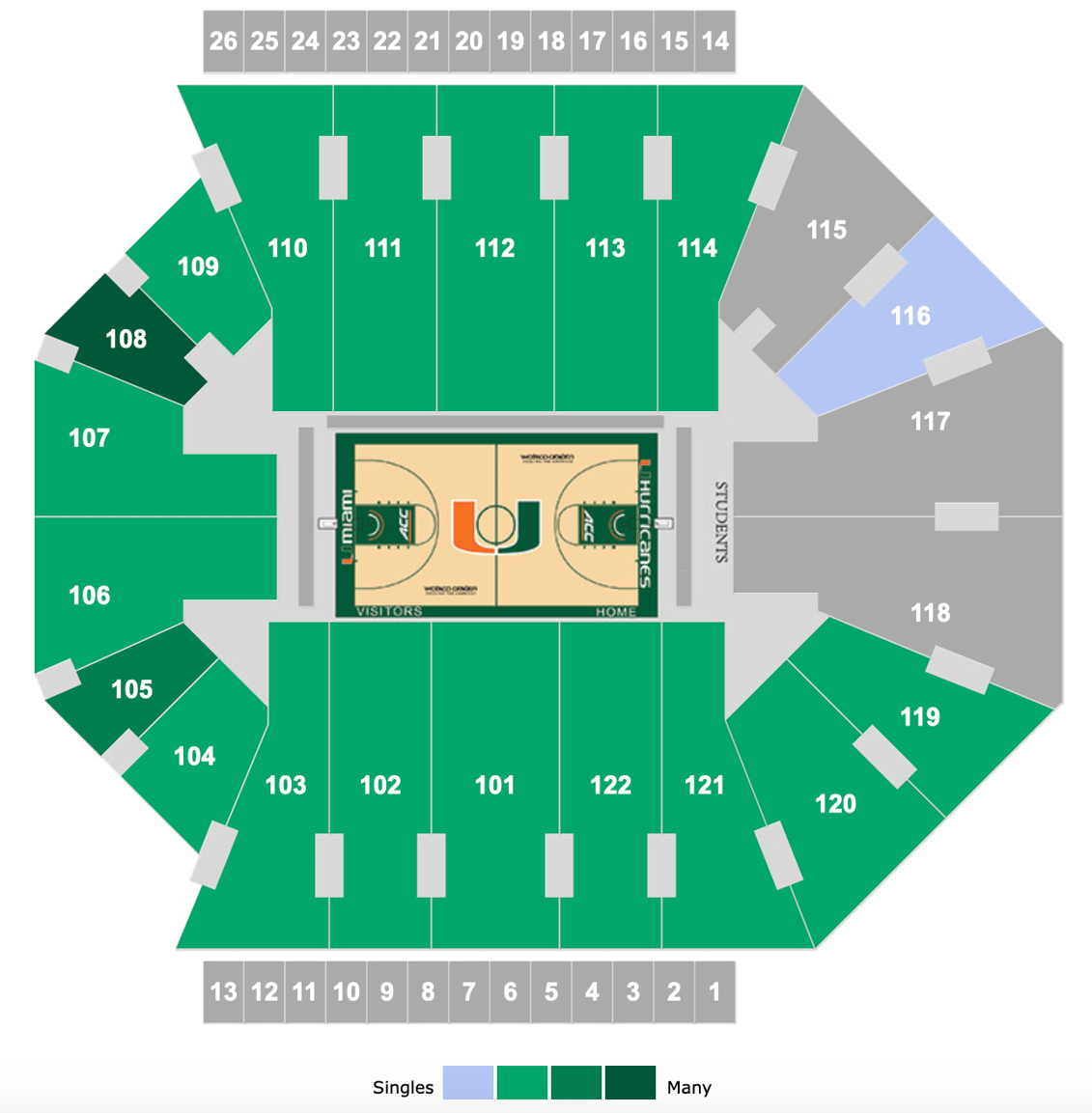 Miami Hurricanes Basketball Seating Chart