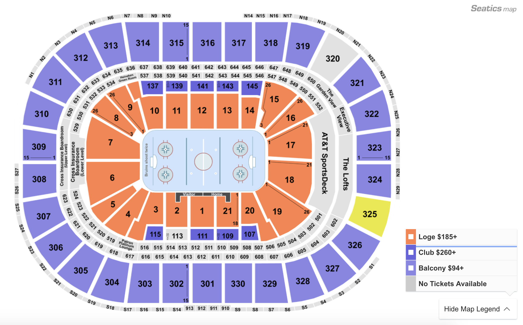 Boston Bruins Seating Chart Prices