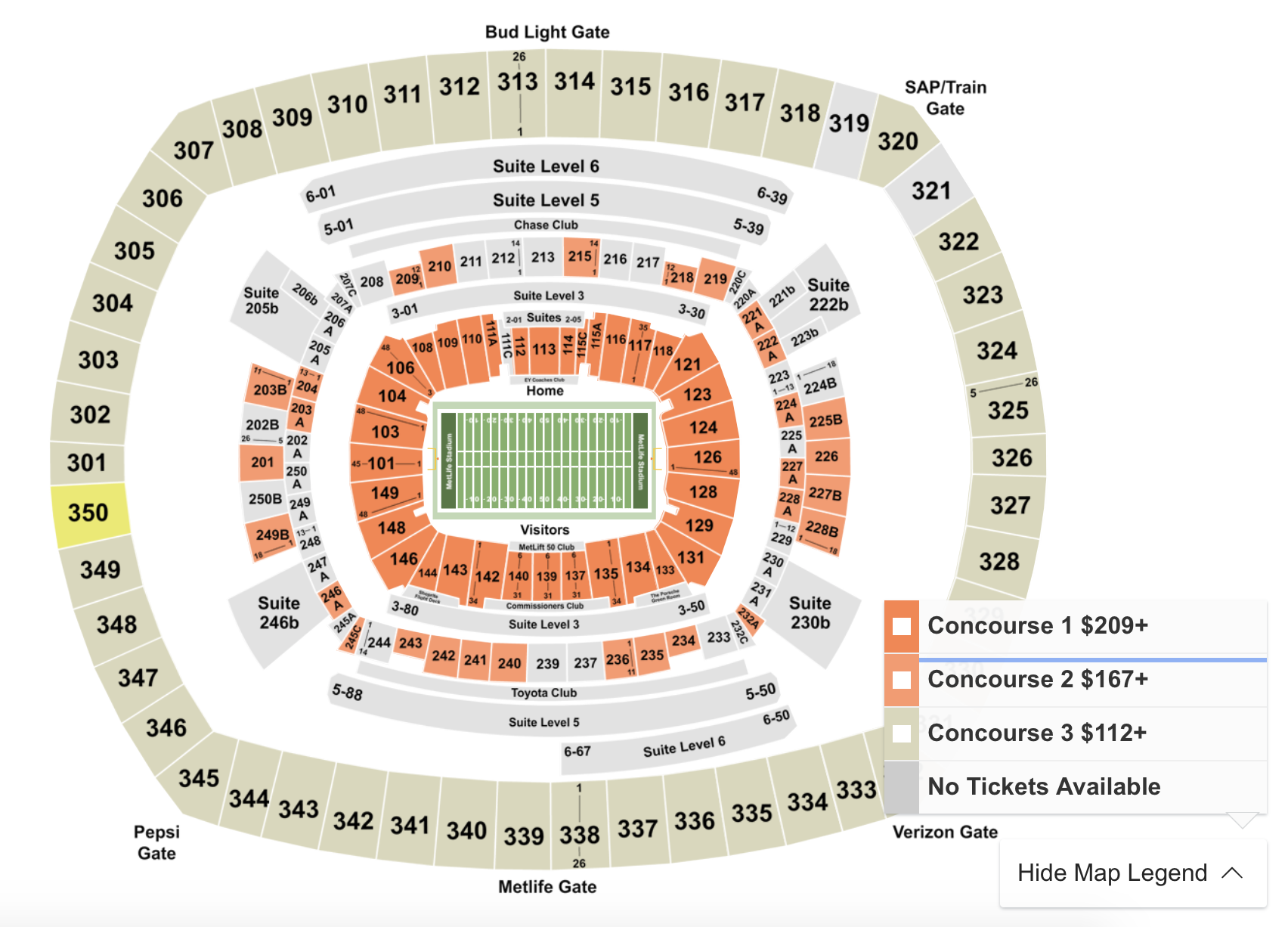 Giants Stadium Virtual Seating Chart