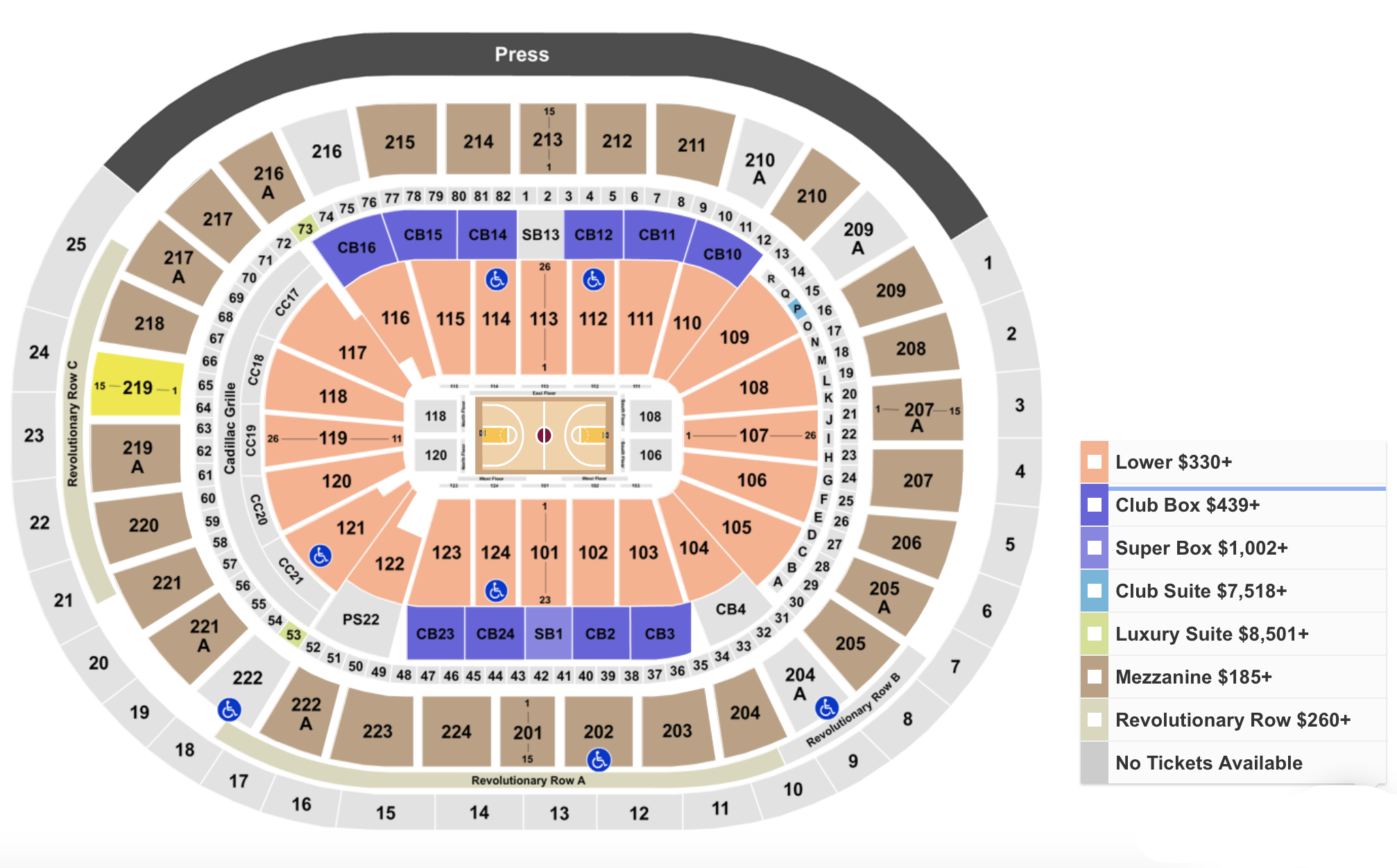 Philadelphia 76ers Tickets Seating Chart