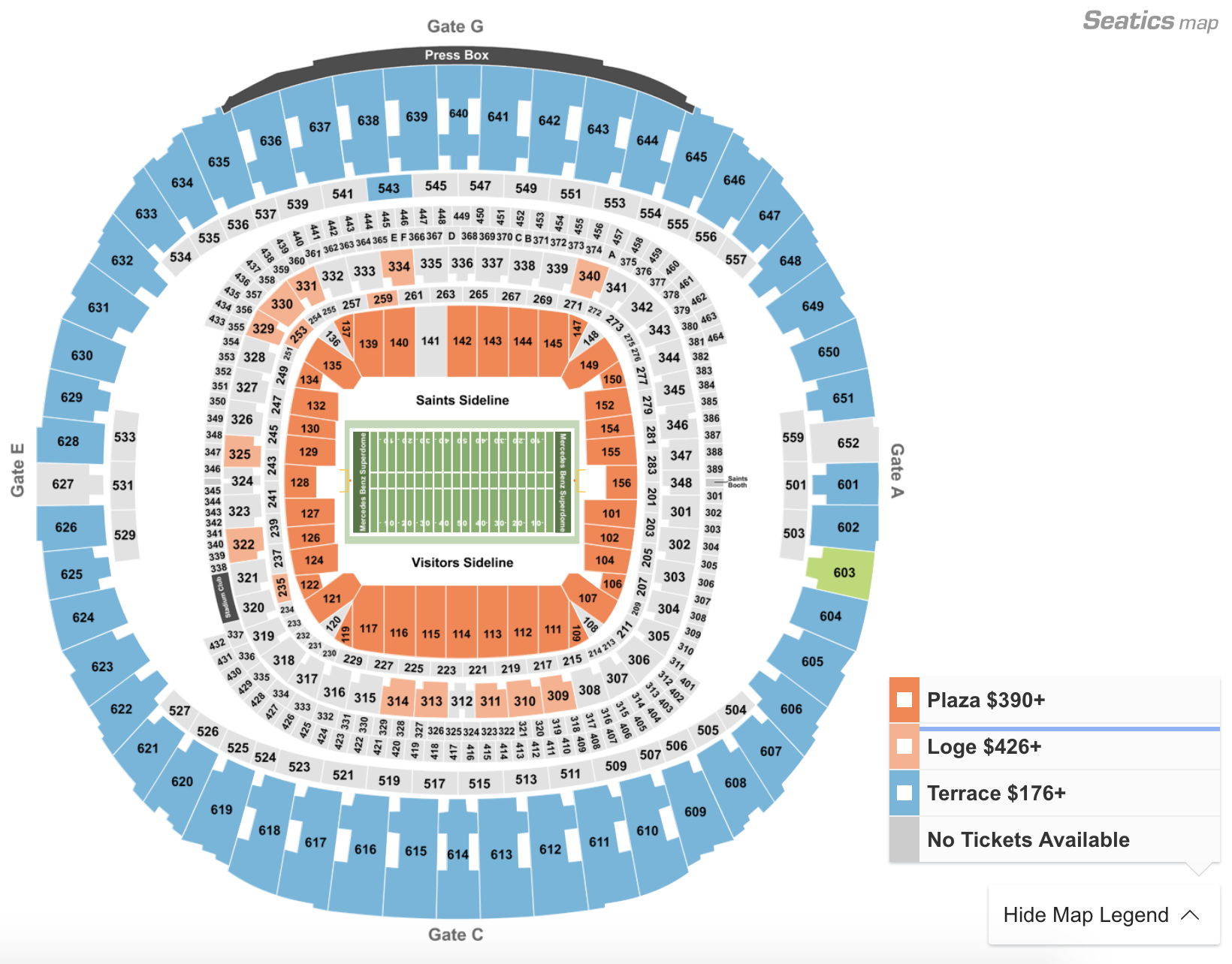 Mercedes Benz Superdome Seating Chart With Rows
