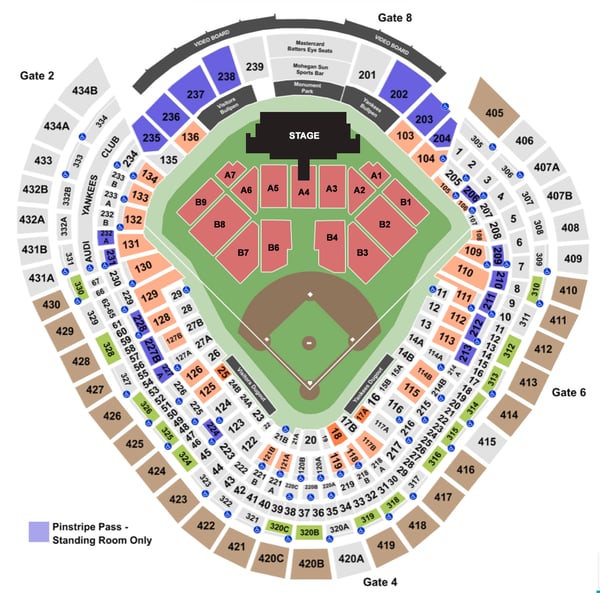 Yankee Stadium Printable Seating Chart for Weddings Bar 