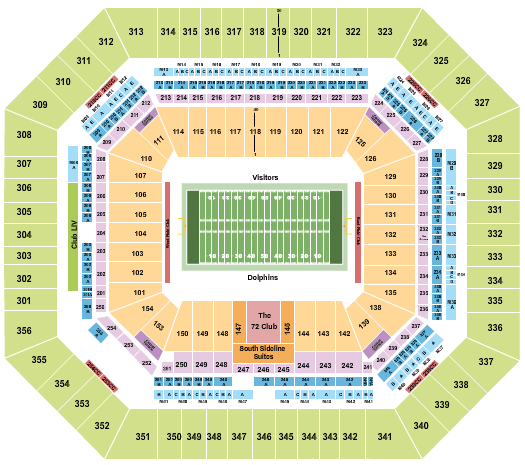 Miami Dolphins Interactive Seating Chart with Seat Views