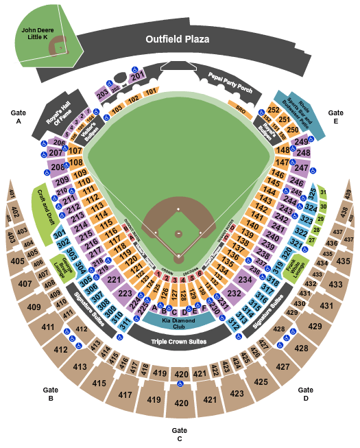 Kauffman Stadium Seating Chart Rows Seats And Club