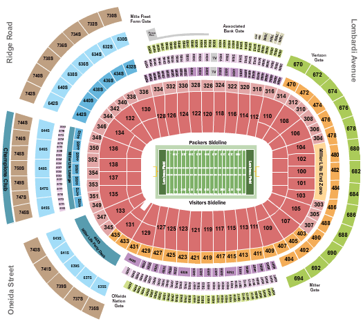 Lambeau Field Seating Chart + Rows Seat Numbers and Club Seats