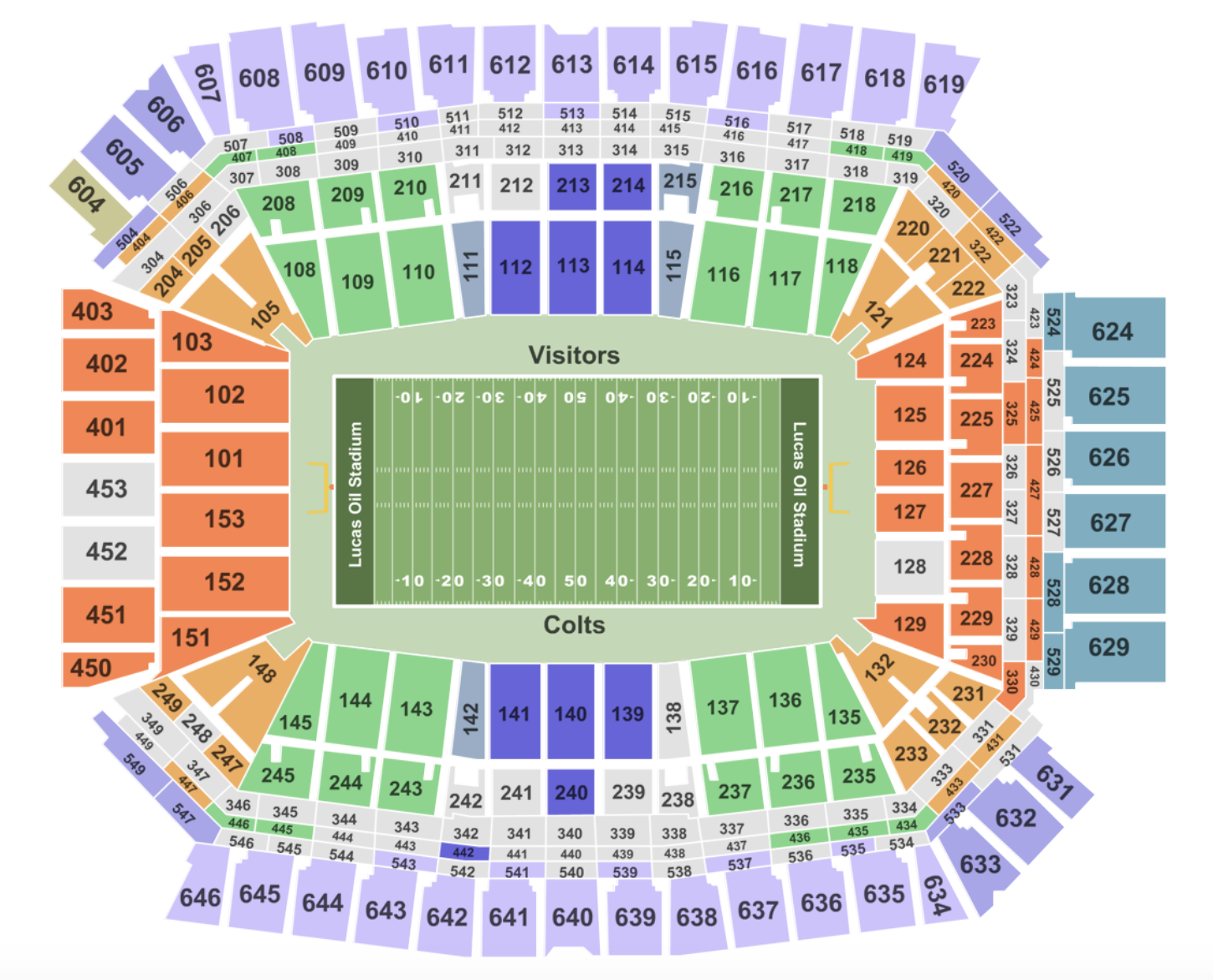 Colts 2022 Season Ticket Price Map