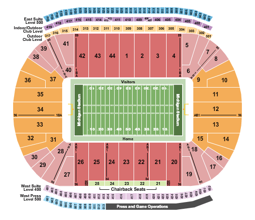 Michigan Stadium Seating Chart + Rows, Seat Numbers and Club ...