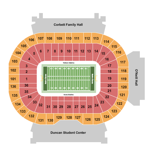 Notre Dame Stadium Seating Chart + Rows, Seat Numbers and ...