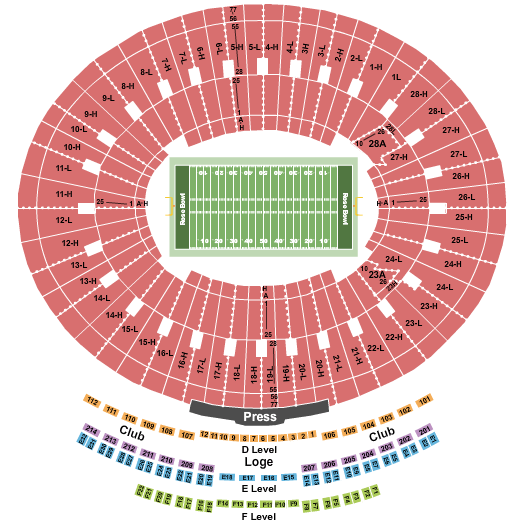 Rose Bowl Seating Chart + Rows, Seat Numbers and Club Seat Info