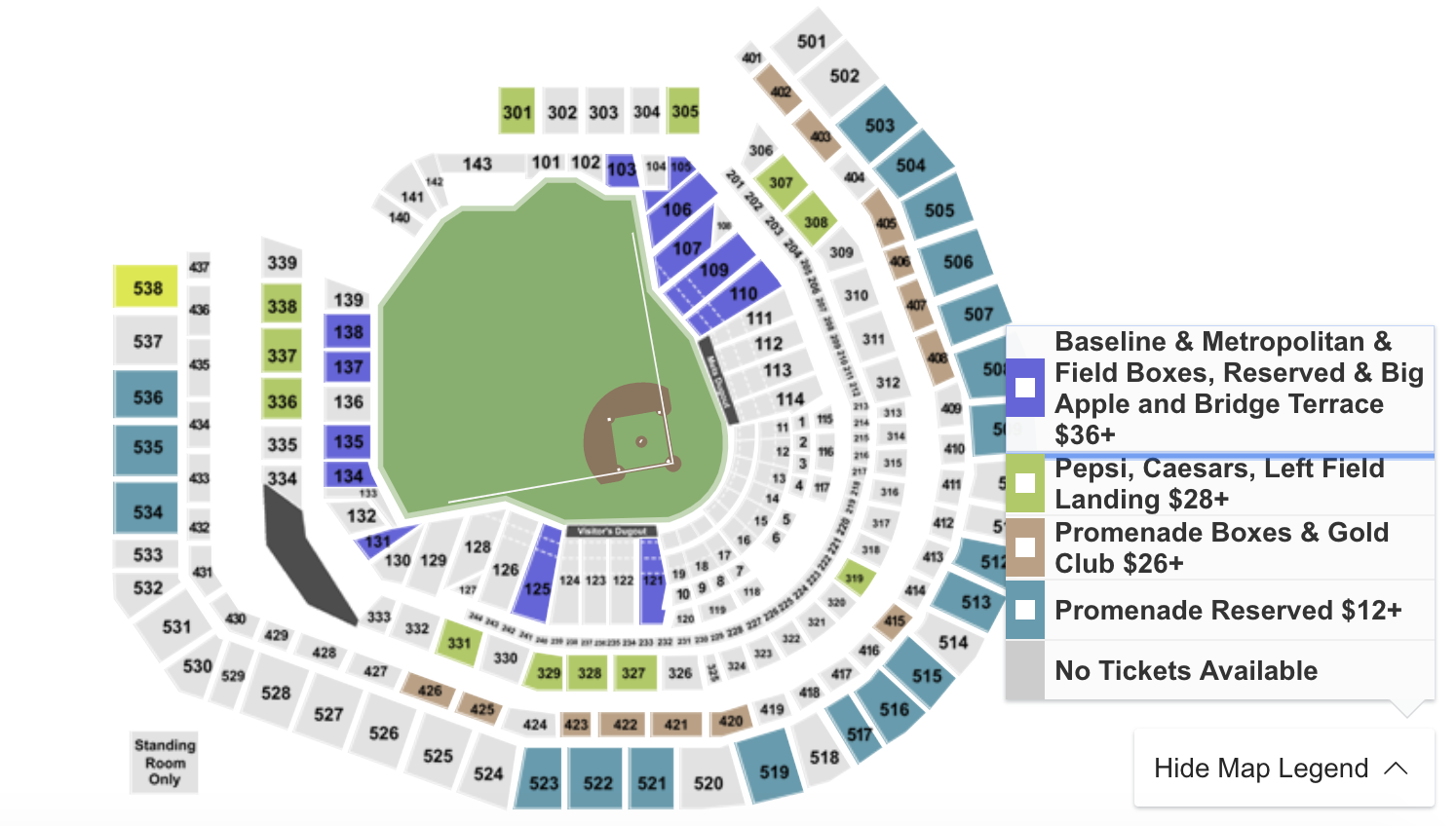 Citi Field Baseball Seating Chart