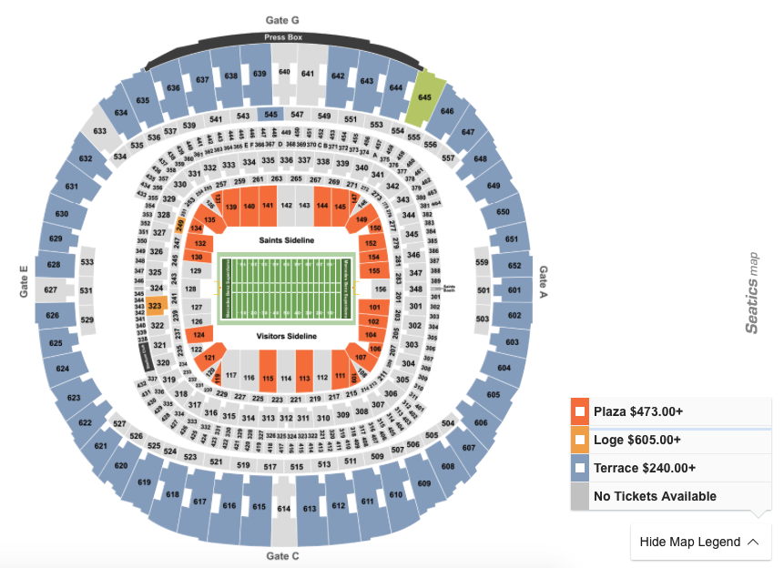 New Orleans Dome Seating Chart