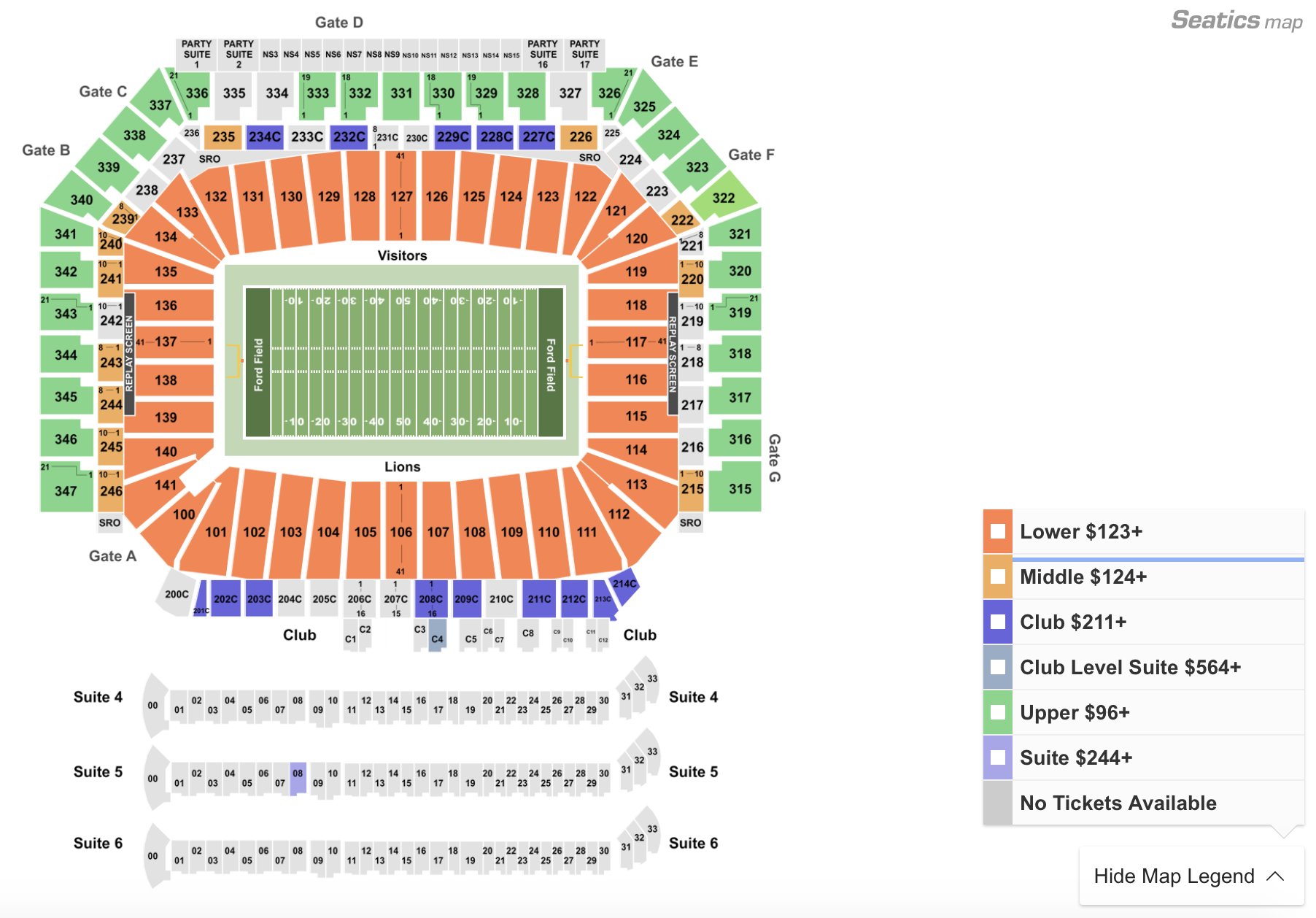 Breakdown Of The Ford Field Seating Chart