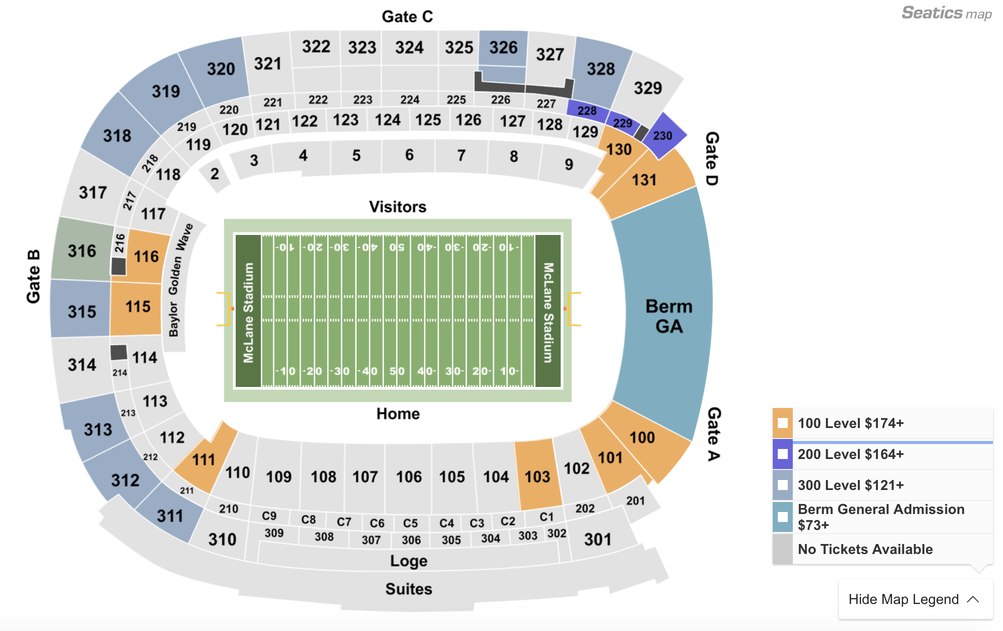 Mclane Stadium Seating Chart With Seat Numbers
