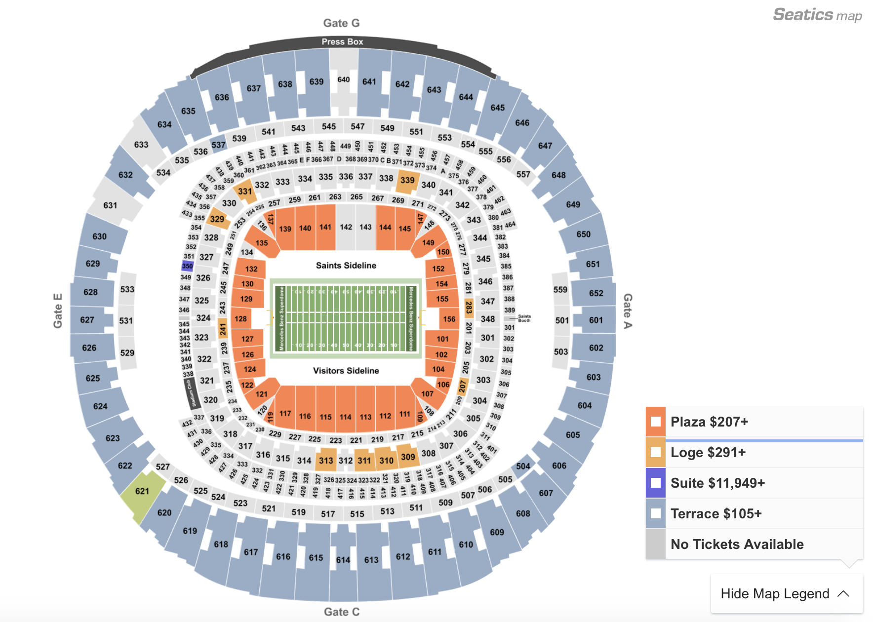 Mercedes Benz Superdome Seating Chart With Seat Numbers