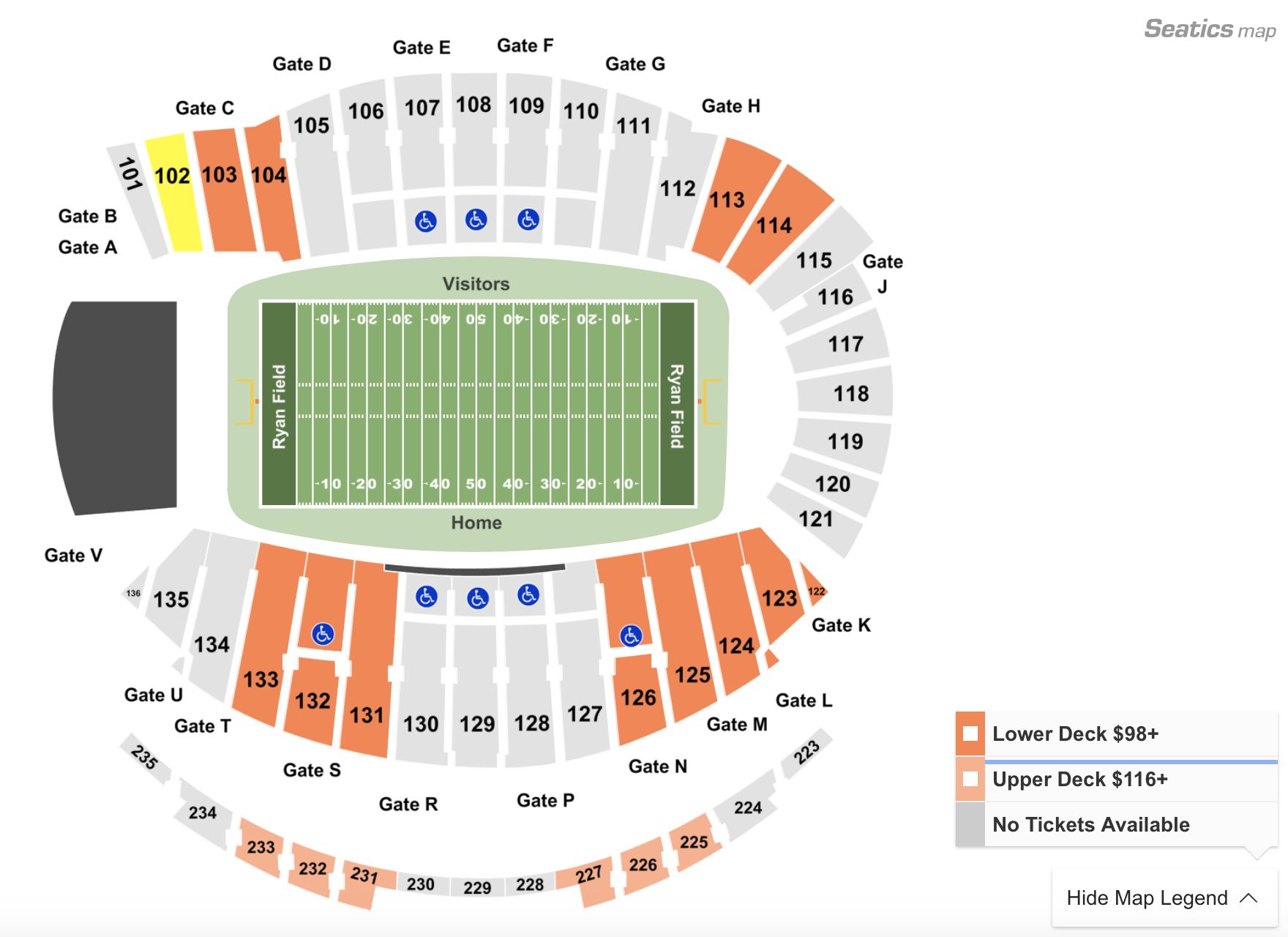 northwestern football stadium seating chart