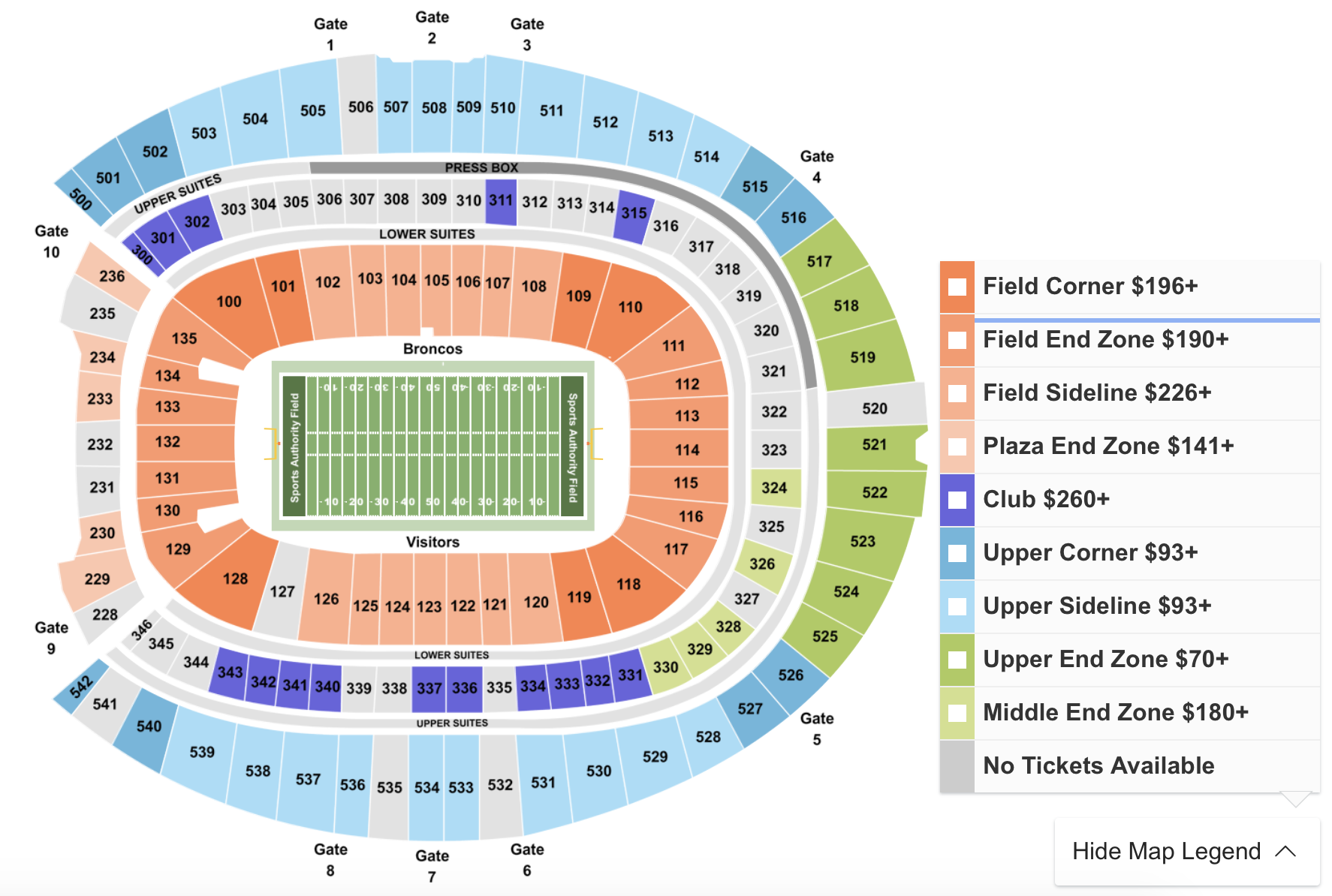 Denver Broncos Stadium Virtual Seating Chart