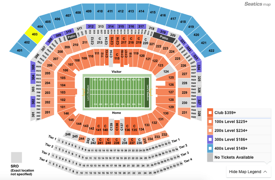 Where To Find The Cheapest 49ers Vs. Steelers Tickets At Levi's Stadium -  9/22/19