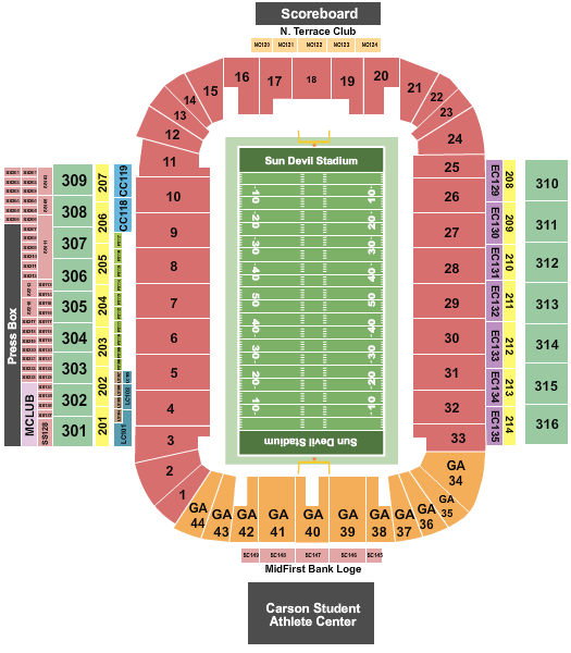 Arizona State Football Stadium Map