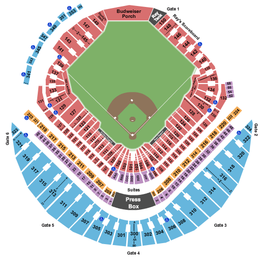 Tropicana Field Seating Map, Information, Ballpark